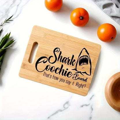 Bamboo Great Shark Engraved Cutting Board - Humorous Kitchen Decor, Perfect Housewarming Gifts，Outdoor camping, dinner party
