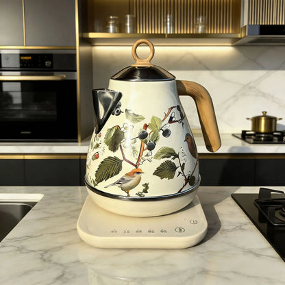 1.7L Vintage Electric Kettle Temperature Control 304 Stainless Steel Boiling Water Kettle Teapot Office Auto Keep Warm Kettle