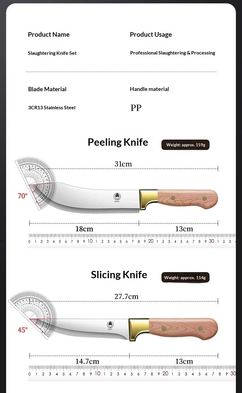 Professional threepiece butcher knife set Kitchen knives for beef pork and lamb with deboning cutting and multipurpose functions
