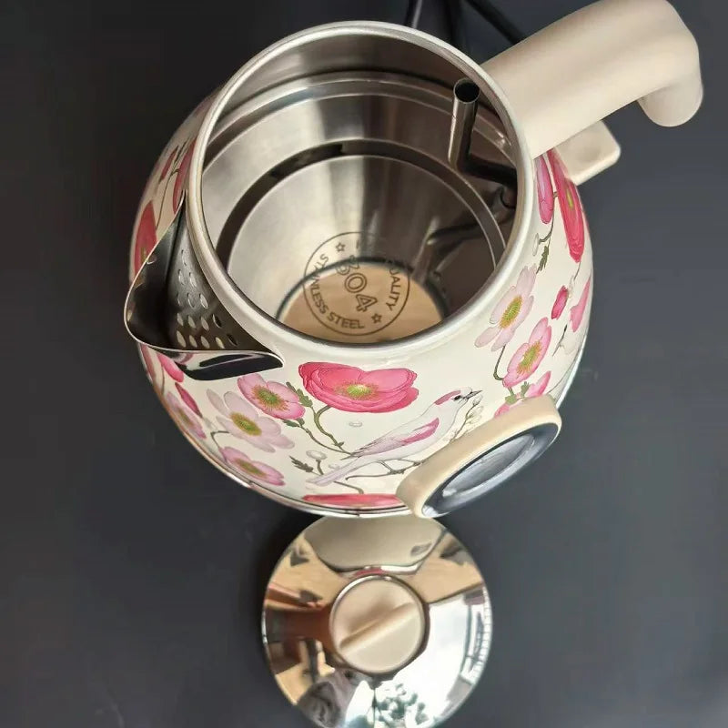 1.7L Retro Printed Paint Electric Kettle 1850W Auto Power Off 304 Stainless Steel Boiling kettle With Temperature Display Teapot