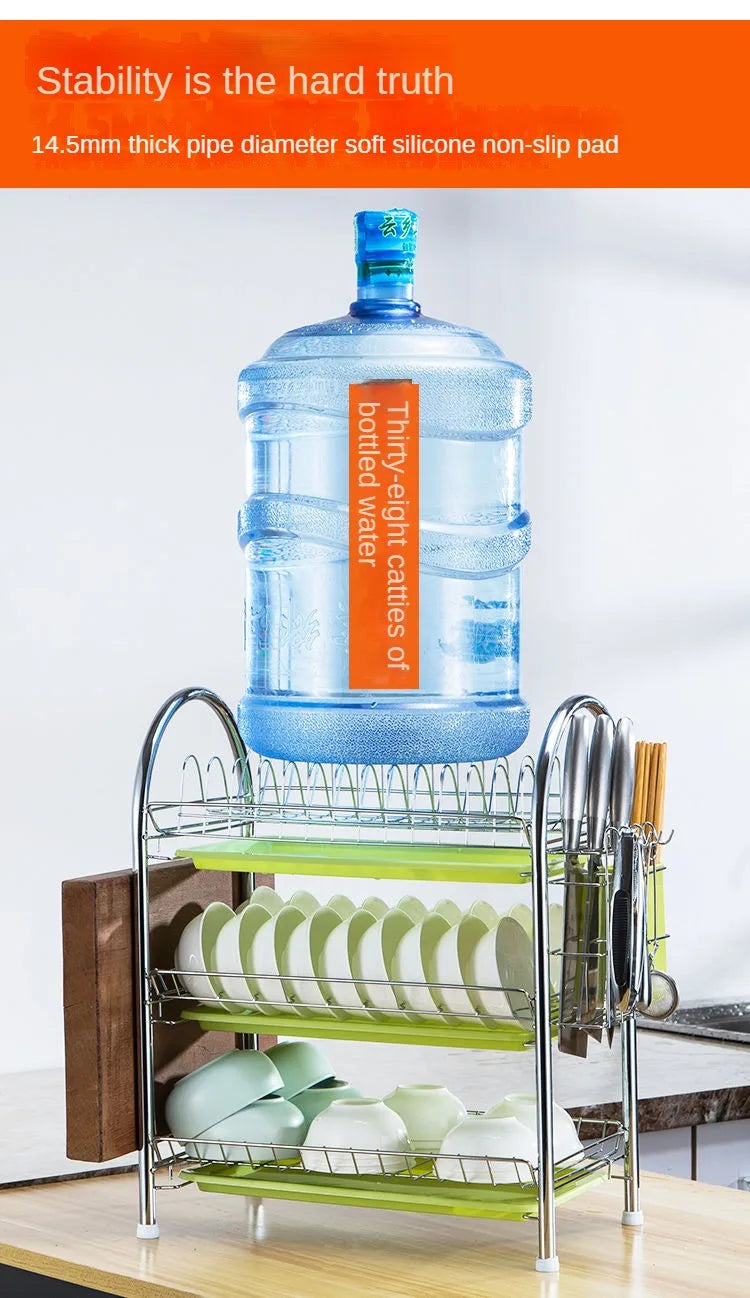 Dish Drying Rack Kitchen Adjustable Stainless Steel 2 Tier Plates Organizer Dish Bowl Drainer Storage Rack Kitchen Utensils