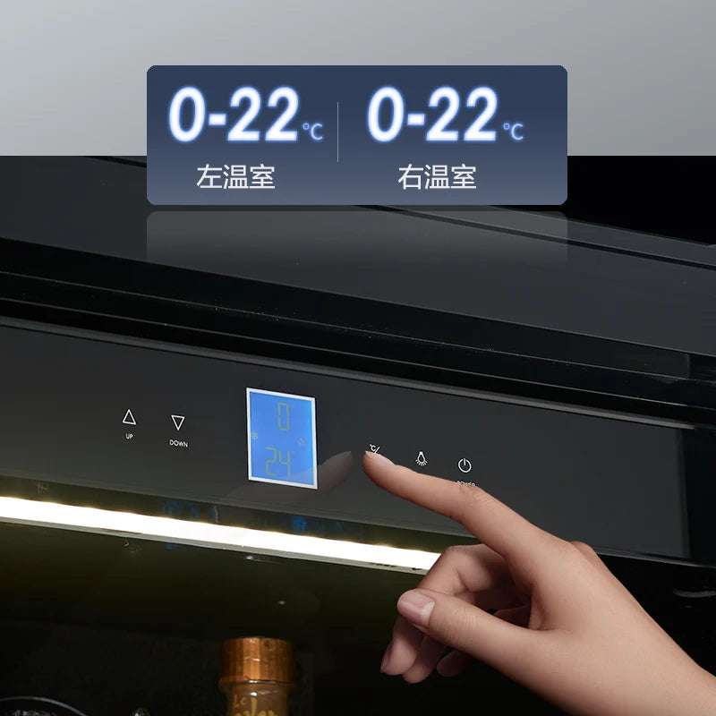 Home Kitchen Wine and Beverage Refrigerator Double Door Cooler Dual Zone Temperature 16 Shelves