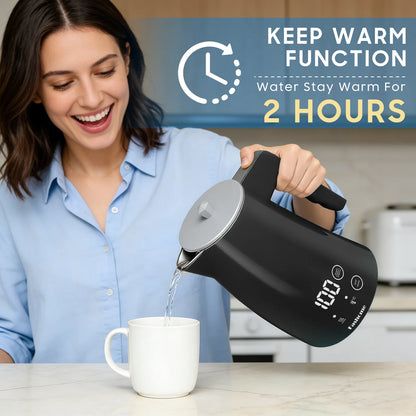 1.25L Electric Kettle Temperature Control, 1200W Fast Boil Electric Tea Kettle, Digital LED Display, 304 Stainless Steel Inner, Auto Shut Off, 2Hour Keep Warm, Hot Water Boiler For Coffee & Tea