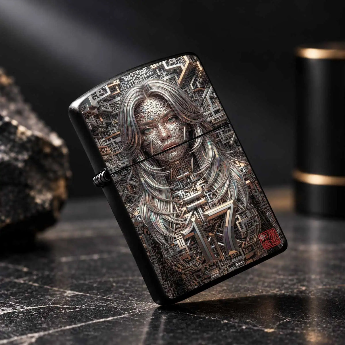 Futuristic Cyber Geometric Constructed Figure Lighter, Unique Artistic Design Trendy Item, Perfect For Lighting Incense Candles, Outdoor Trips And Various Daily Scenarios, Exquisite Portable High Aesthetic Practical Gift For