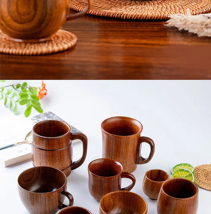 Wooden Cups Handmade Jujube Wood Handle Cups Handle Beer Coffee Milk Tea Mug Handmade Natural Kitchen Bar Drinkware Cup