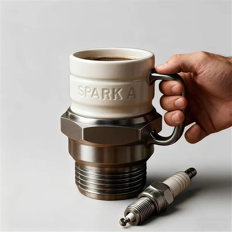Spark Plug Coffee Cup Ceramic Car Themed Mug for Mechanics Garage Enthusiasts Creative Gift