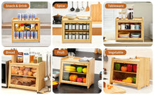 Bamboo Bread Box for Kitchen Countertop(Natural), Double Layer with Window,  Farmhouse Style Large Capacity Storage Container