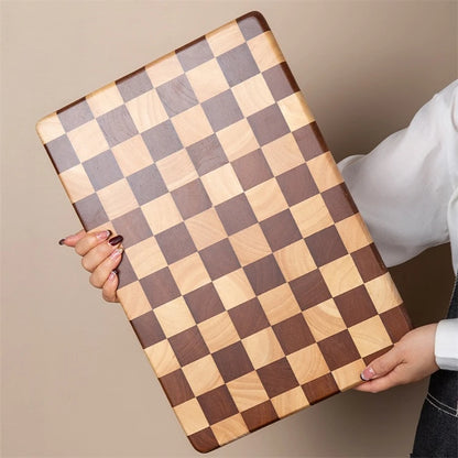 1 Pc End Grain Cutting Board Heavy Duty Rubber Wood Chopping Board Flippable Serving Board For Meat Bread Fruits Vegetable JT549
