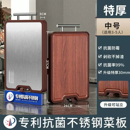 Double-Sided Antibacterial Cutting Board Mold Resistant PP Material Ebony & 316 Stainless Steel Chopping Block for Kitchen