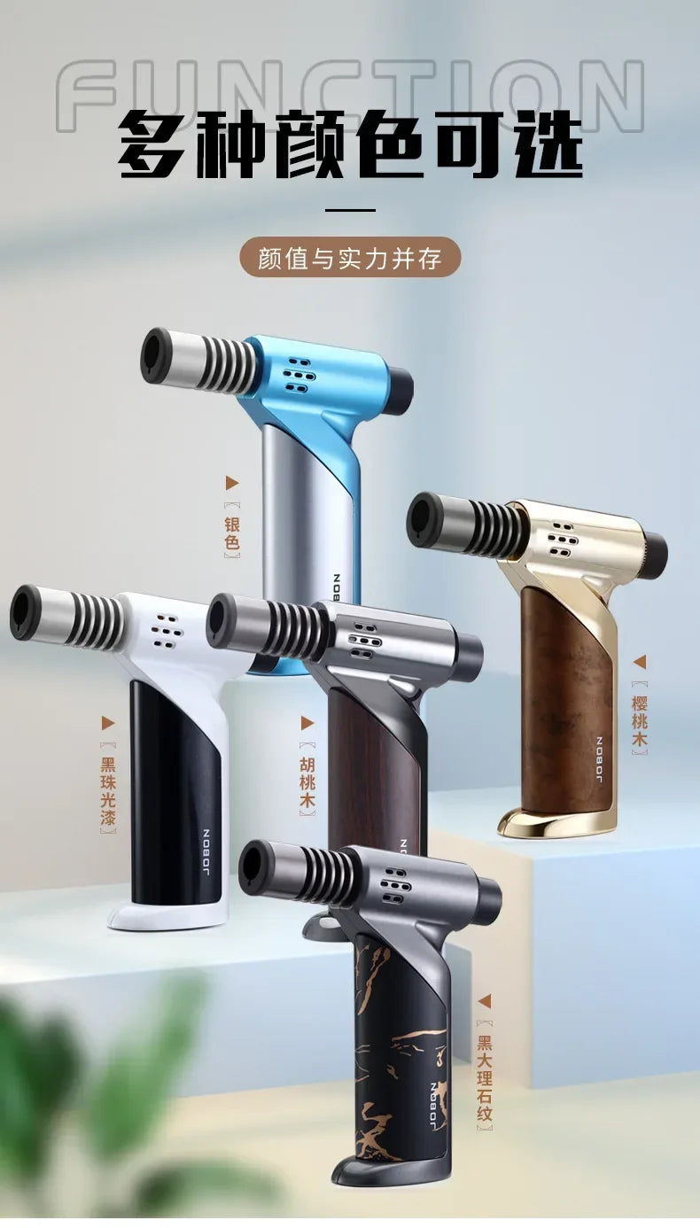 JOBON Metal High Power Spray Gun Windproof Blue Flame Gas Torch Lighter Safety Lock Switch Outdoor BBQ Kitchen Cigar Lighters