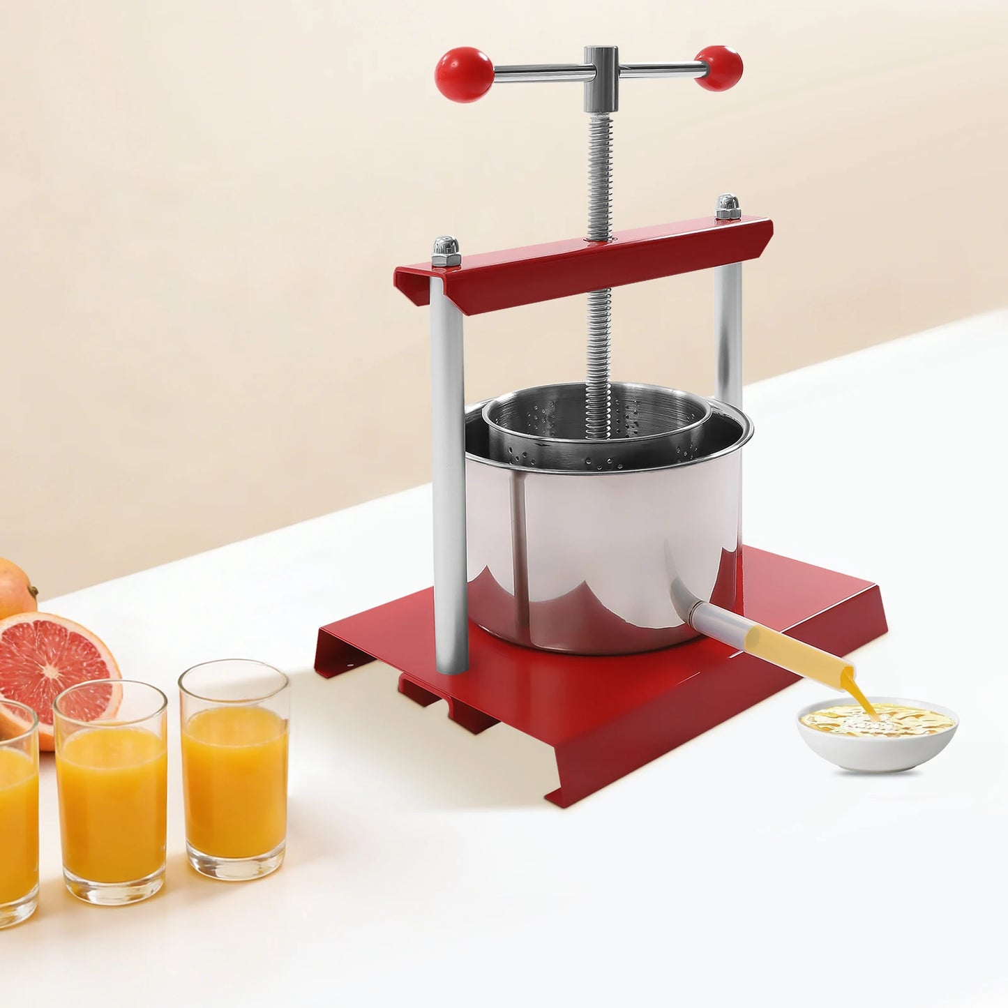 Easy Clean Hand Press Juicer High-Yield Manual Fruit Press with Filter Bag 0.8Gal/1.6Gal Capacity for Cheese, Herbs & Vegetable Juice