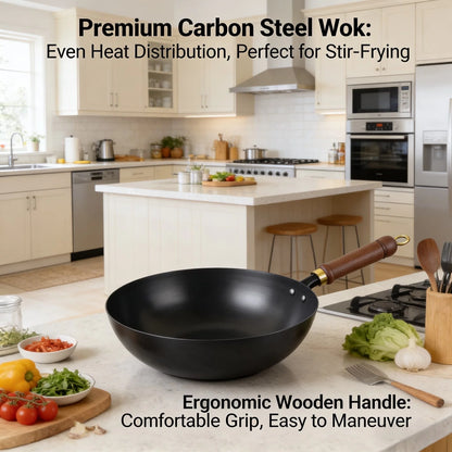 Zhangqiu pot home frying pan uncoated frying pan soup frying cooking pan cooker universal.