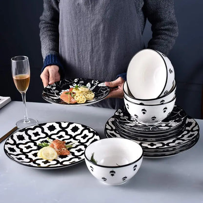 Dinnerware Set Ceramic Plates and Bowls for 4 Stoneware Dish Set
