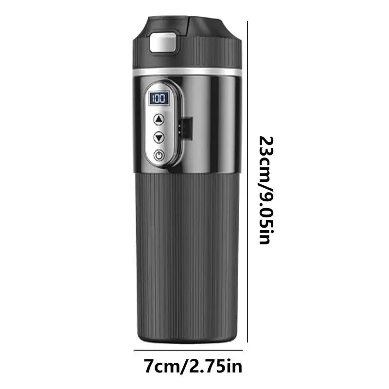 450ML Heated Coffee Mug 12/24V Stainless Steel Car Heating Cup Electric Kettle Water Warmer Bottle LCD Display Heat Preservation
