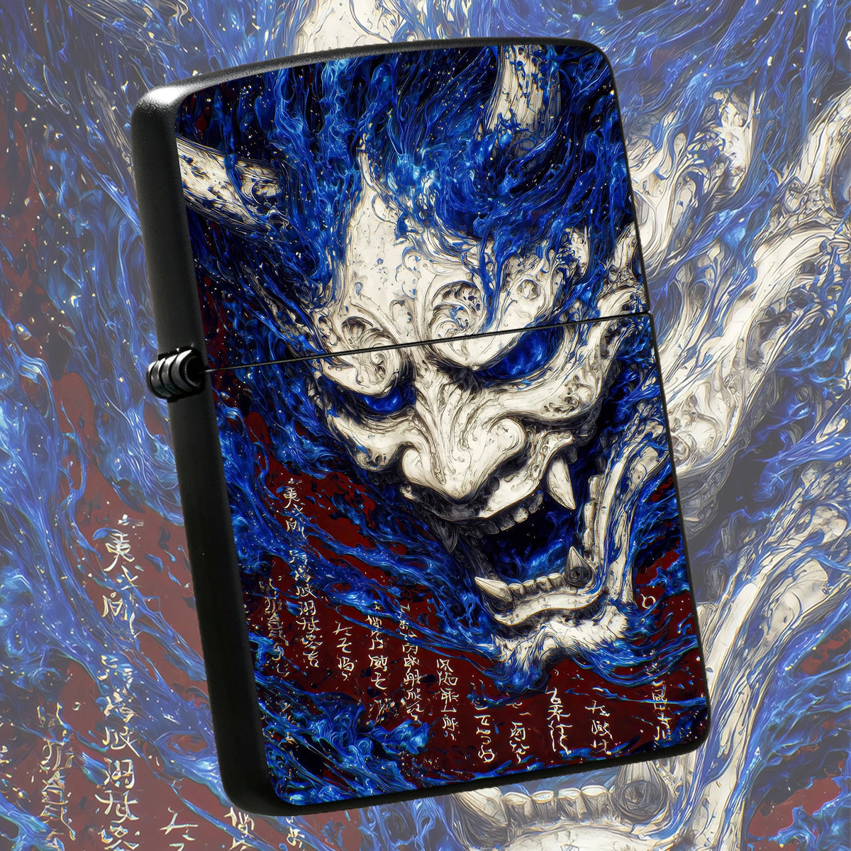 Creative Hannya Pattern Lighter, Stylish Blue Flame Oni Mask Art Desktop Ornament, Portable Cool Accessory For Daily Use, Unique Oriental Aesthetic Decor, Exquisite Gift For And Friends In Any Scene Interesting And Humorous L