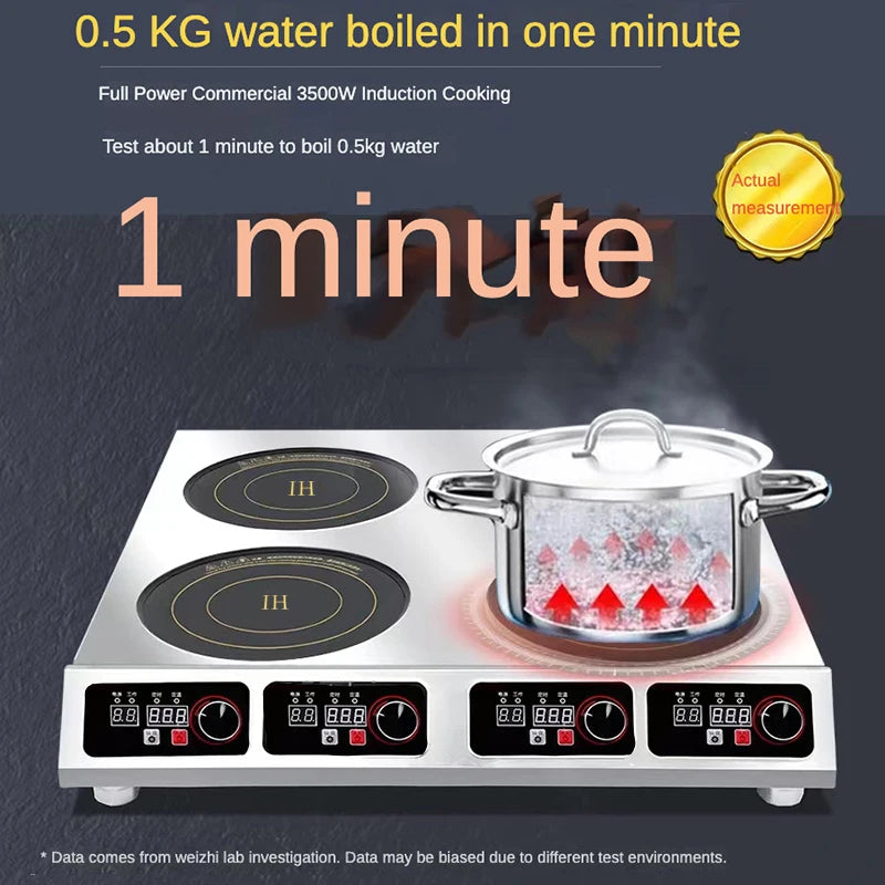 Warranty CE 3500W Industrial Hotel Restaurant Stainless Steel Electric 4 Burner Commercial Induction Cooker Manufacturer
