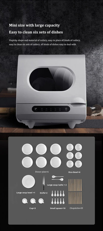 Customizable Smart Built-in Mini Dishwasher Fully Automatic 4 Sets Capacity Class Energy Efficient Easy Install for Household