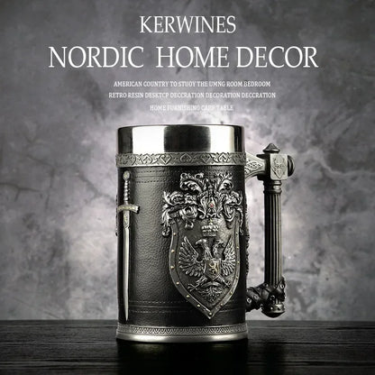 3D Beer Mugs Coffee Cups Gothic Goblet Iron Tankard Stainless Steel Resin Wine Glass Mug 600ML Skull Father's Day Gift 1 pcs