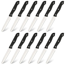 12 Pieces 4.5 Inch Steak Knives Set, Round Tip Serrated Steak Knives with POM Triple Rivets Handle, Dishwasher Safe