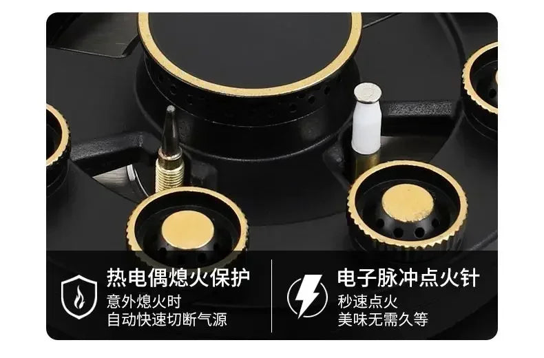 【hot item】Household Gas Stove Tabletop Embedded Dual-purpose Flip Cover Three-burner Stove With Flameout Protection