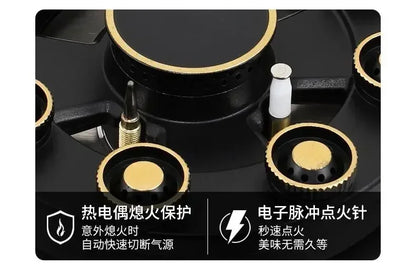 【hot item】Household Gas Stove Tabletop Embedded Dual-purpose Flip Cover Three-burner Stove With Flameout Protection