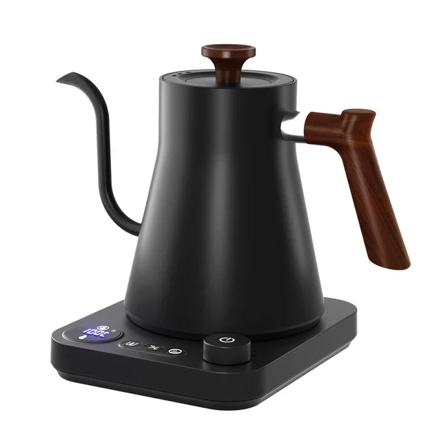 110V/220V Gooseneck Electric Kettle Smart Temperature Control Pot 1200W Rapid Heating Kettle 304 Stainless Steel Liner Pot 900ml