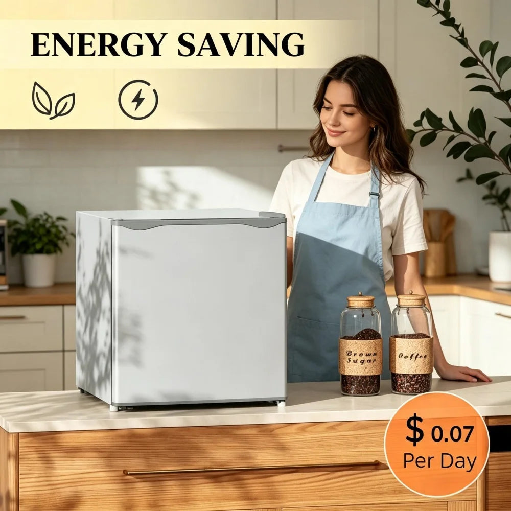 White Mini Refrigerator, Compact Single Door Fridge with 41dB Ultra Quiet Operation, Energy Saving, Small Cooler for Bedroom, Dorm, Office, Apartment, Keep Food & Beverages Fresh All Day