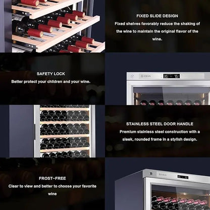 357L Wine Cooler Refrigerator Stainless Steel Wine Cabinet Intelligent Cellar for Red/White Wine Champagne Cocktail Liquor