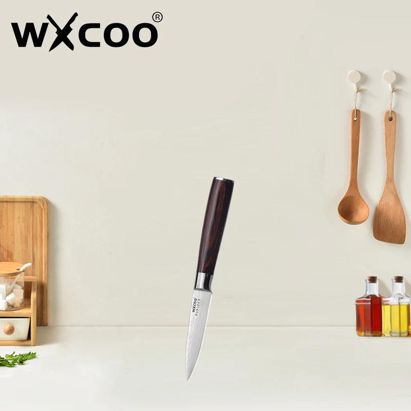 WXCOO Santoku Butcher Carving Knife Japanese Kitchen Knives High Carbon Steel Knife Set Fruit Bread Meat Cleaver Boning Knife