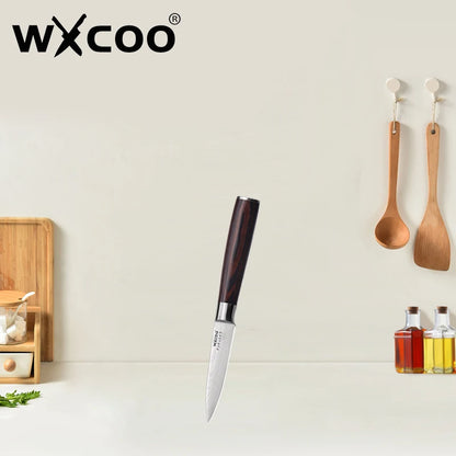 WXCOO Santoku Butcher Carving Knife Japanese Kitchen Knives High Carbon Steel Knife Set Fruit Bread Meat Cleaver Boning Knife