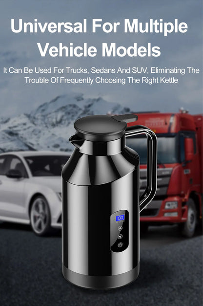 Portable Car Hot Kettle 1.5L Large Capacity 304 Stainless Steel Portable Water Heater Auto Travel 12V 24V For Coffee Tea