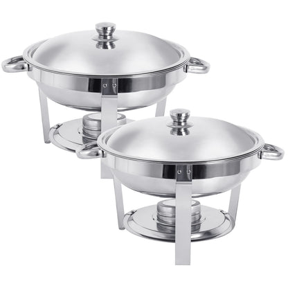 1/2/4 Pack Stainless Steel Chafing Dish Buffet Set 5L Round Chafers Buffet Food Warmers BBQ Party 316 For Parties Events Wedding