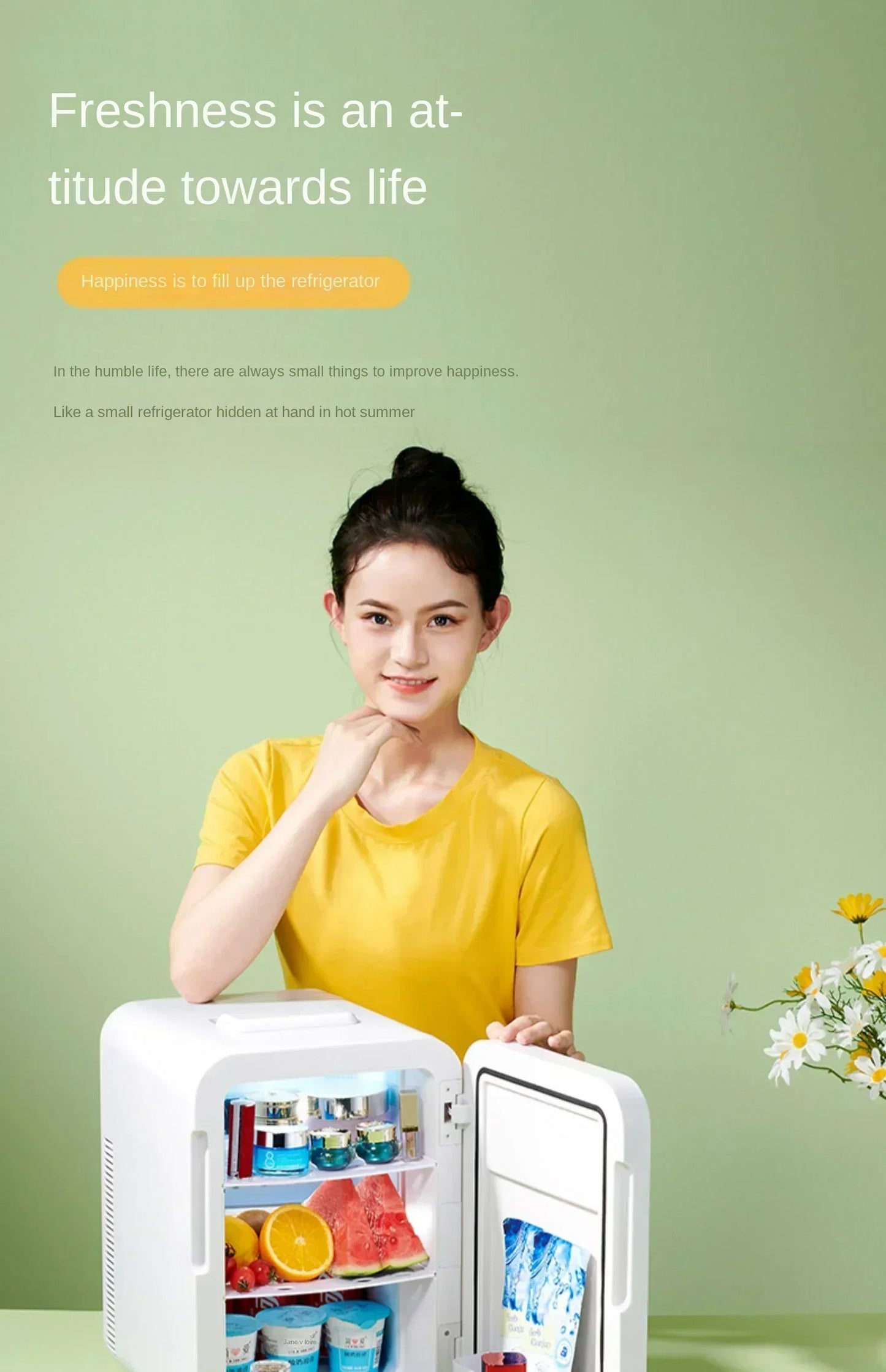 220V Mini Refrigerator Small Household Dormitory Car Mounted Refrigerator Mini Student Refrigeration Single Person Small  HCB1