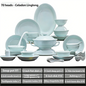 Celadon Dinnerware Set 22/40/70pcs Linglong Ceramics Dish Sets Full Set Luxury China Tableware Set For 4/6/10 Persons Dinner Set