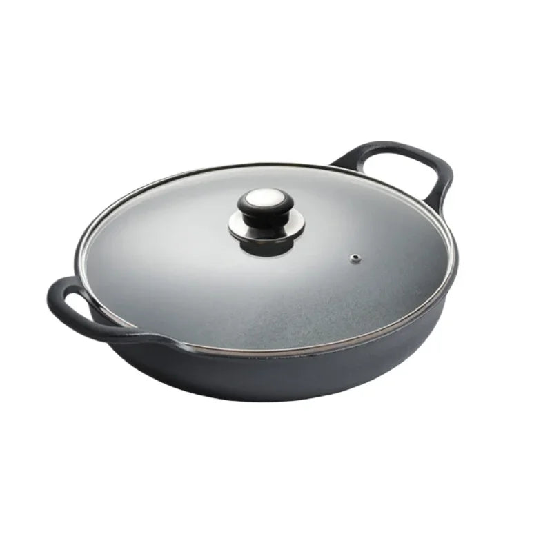 Thickened Cast Iron Skillet Non-coated Non-stick Pan for Household Use Gas And Induction Cooktop Compatible Pancake Skillet