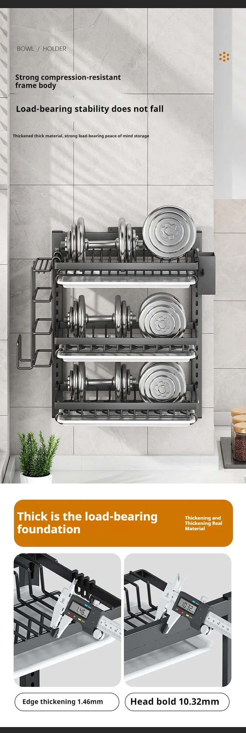 Wall-Mounted Kitchen Dish Rack Multifunctional Kitchen Organizer with Drainboard Cutlery Storage Holder Dinnerware Drainer