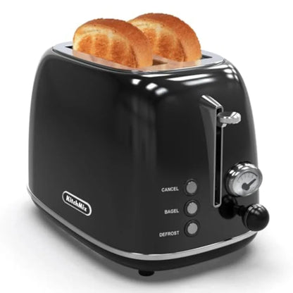 Toaster 2 sliceRetro Stainless Steel Toaster with 6 Settings 1.5 In Extra Wide Slots Bagel/Defrost/Cancel Function Removable Cr