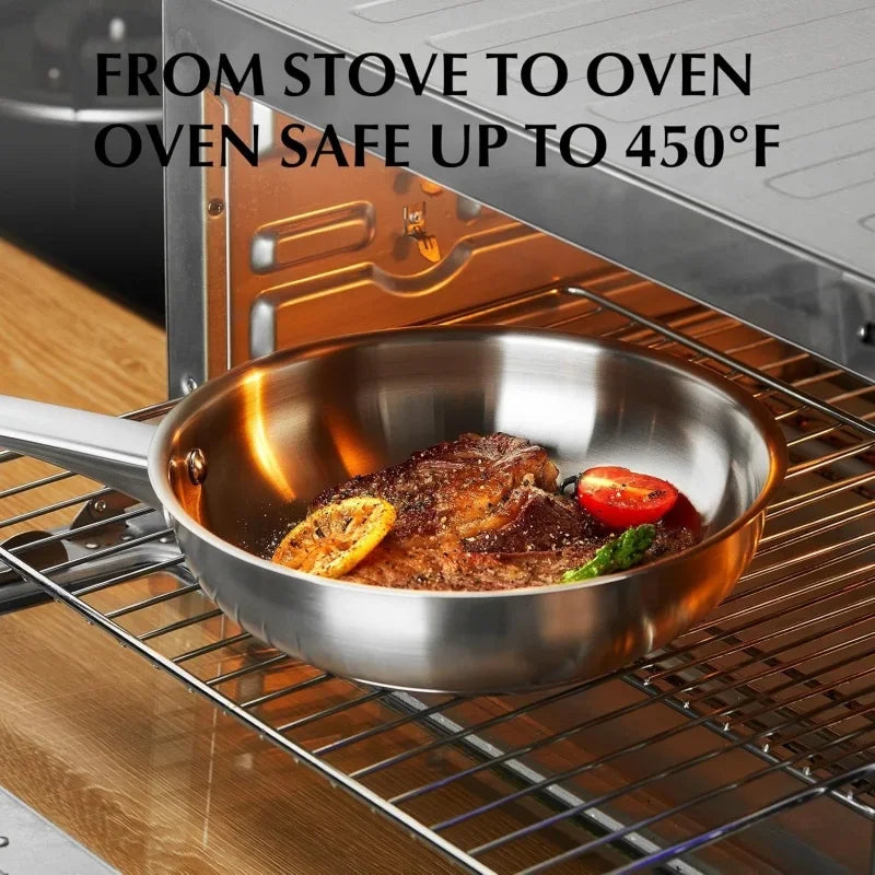 KOCH SYSTEME CS 8inch Frying Pan Stainless Steel Pan for Professional Cooking Uncoated Steak Frying pan omelette pan Induction