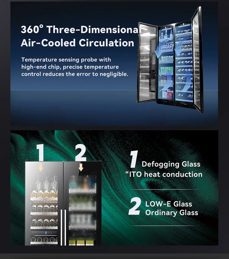 Bar Wine Cooler Cabinet Double Door Commercial Open Chiller Fridge Display Cooler