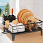 Upgrade Dish Racks for Kitchen Counter Carbon Steel Dish Drainer with Removable Cutlery Holder & Drainboard, White