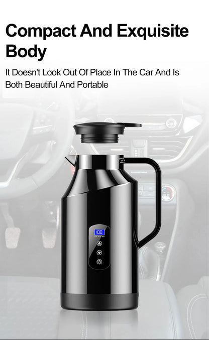 Portable Car Hot Kettle 1.5L Large Capacity 304 Stainless Steel Portable Water Heater Auto Travel 12V 24V For Coffee Tea