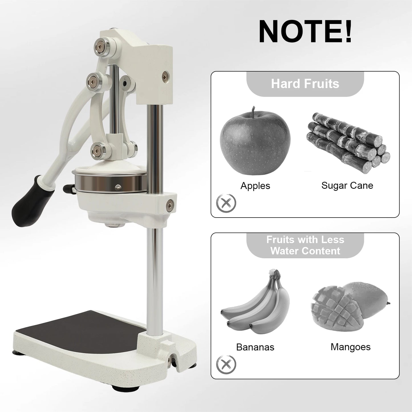 Manual Juicer, Efficient Fruit Juice Extraction Machine,304 Food-Grade Stainless Steel Commercial Hand Press Juice Extractor with 500ml Measuring Cup for Orange Lemon Grapefruit