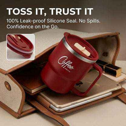 Sealed Thermal Water Cup With Handle Portable 304 Stainless Steel Double Insulated Coffee Mug Travel Office Milk Coffee Cup