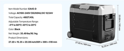 SucceBuy 20L 22L 35L 45L 55L Car Refrigerator Mini Fridge Freezer Portable Compressor Cooler DC 110-240V Ice Box for Camping