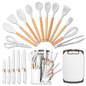 19Pcs Professional Kitchen Knife Set with Silicone Cooking Utensils & CuttingBoard, High Carbon Stainless Steel Chef Knives.
