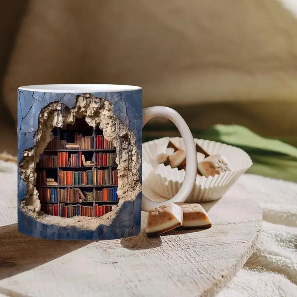 3D Library Book Mug Shelf Mug Creative Space Design Multi-Purpose Mug Coffee Cup Study Milk Cup Friends Birthday Gift Home Acces