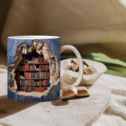 3D Library Book Mug Shelf Mug Creative Space Design Multi-Purpose Mug Coffee Cup Study Milk Cup Friends Birthday Gift Home Acces