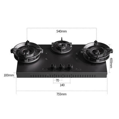 Premium Built-in Gas Cooktop 3-Burner 5.2KW Copper Flame Failure Protection Panel-Ready for Custom Kitchen