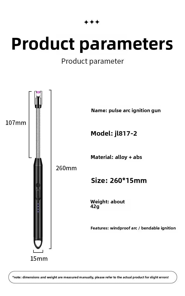 Type-C Rechargeable Kitchen Artifact Portable Smart Pulse Igniter Household Gas Stove Long Handle Electronic Lighter Wholesale