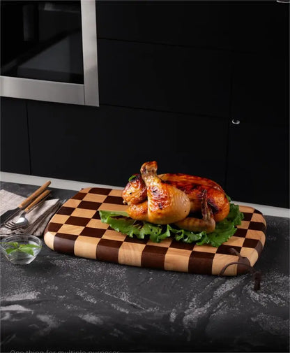 Checkerboard Rubberwood Cutting Board household chopping board kitchen auxiliary food board fruit solid wood case plat